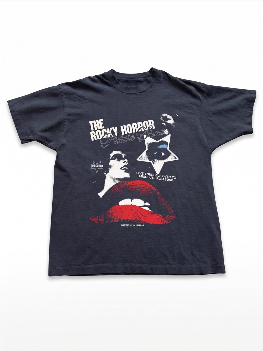 Gildan Black Rocky Horror Picture Show Graphic Tee with Red Lip Print